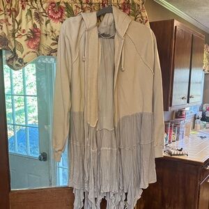 Free People Beige and Light Gray Layered Hoodie